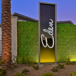 Find your perfect fit at Eden an outdoor sign with dim lighting at dusk